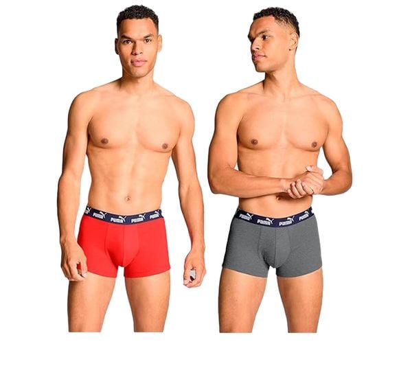 Bokserki majtki męskie Puma 2-Pack. Szare bokserki męskie Puma, bez wzorów, z bawełny. Za 49.00 zł.