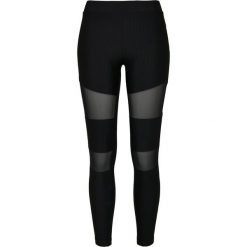 Damskie legginsy w prążki Urban Classics. Czarne legginsy damskie Urban Classics, bez wzorów, prążkowane. Za 191.00 zł.
