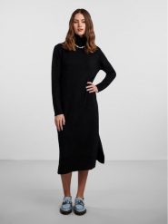 Pieces Sukienka dzianinowa Juliana 17126281 Czarny Regular Fit. Czarne sukienki damskie Pieces, xs, bez wzorów, z dzianiny, bez kołnierzyka, bez ramiączek. Za 219.99 zł.