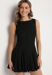 Czarna Sukienka z Plisowanym Dołem Tunelia. Czarne sukienki damskie Born2be, na co dzień, m, bez wzorów, eleganckie, bez kołnierzyka, bez ramiączek, mini, plisowane. W wyprzedaży za 87.99 zł.