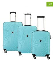 Geographical Norway 3-częściowy zestaw "Sunlighteo" w kolorze błękitnym rozmiar: onesize. Niebieskie walizki Geographical Norway, bez wzorów, z materiału. Za 435.11 zł.