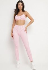 Jasnoróżowy Komplet Sportowy z Ozdobnymi Przeszyciami Legginsy i Top na Ramiączkach Filinella. Czerwone legginsy damskie Born2be, m, bez wzorów, bez ramiączek. Za 84.99 zł.