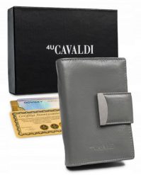 Portfel skórzany 4U Cavaldi RD-04-GCL szary. Szare portfele damskie 4U Cavaldi, bez wzorów, ze skóry. Za 69.99 zł.