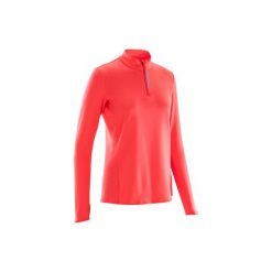 Bluza do biegania długi rękaw RUN WARM damska. Czerwone bluzy bez kaptura damskie KALENJI, z elastanu. Za 39.99 zł.