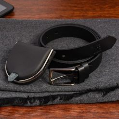 Zestaw męski skórzany Beltimore portfel szalik pasek U87. Czarne portfele męskie bez wzorów. Za 99.90 zł.