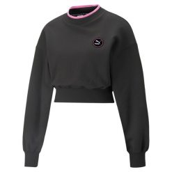 Bluza dresowa damska Puma SWXP CREW. Czarne bluzy bez kaptura damskie Puma, m, z dresówki. Za 259.00 zł.