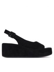 HÖGL Sandały 1-102512 Czarny. Czarne sandały damskie HÖGL, bez wzorów, ze skóry, bez obcasa, na koturnie. Za 739.99 zł.