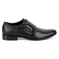 Lukas Skórzane buty wizytowe Monki 287LU czarne. Czarne buty wizytowe męskie z jeansu, bez zapięcia. Za 367.89 zł.