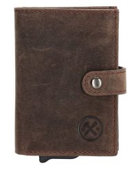 HIDE & STITCHES Skórzany portfel "Idaho" w kolorze ciemnobrązowym - 10 x 8 x 1,5 cm rozmiar: onesize. Brązowe portfele męskie HIDE & STITCHES, bez wzorów, z materiału. Za 73.99 zł.