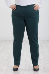 Spodnie Nilda z prostą nogawką wysoki stan w morskim kolorze PLUS SIZE XXL. Zielone spodnie materiałowe damskie Nasi partnerzy, bez wzorów, z elastanu, biznesowe, z podwyższonym stanem, plus size. Za 159.90 zł.