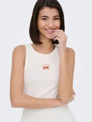 JDY Top "Tulle Life" w kolorze białym rozmiar: XS. Białe topy damskie JDY, xs, bez wzorów, z bawełny, bez kołnierzyka. Za 58.14 zł.