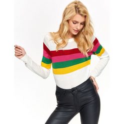 SWETER DŁUGI RĘKAW DAMSKI DOPASOWANY. Białe swetry klasyczne damskie TROLL, na jesień, m, bez kołnierzyka. W wyprzedaży za 49.99 zł.