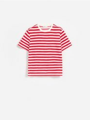 T-shirt z bawełną - wielobarwny. T-shirty damskie Reserved, l, bez wzorów, z bawełny, bez kołnierzyka. W wyprzedaży za 39.99 zł.