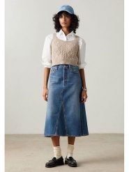 Levi's Spódnica dżinsowa w kolorze niebieskim rozmiar: W28. Niebieskie spódniczki damskie Levi's, s, z aplikacjami, z bawełny, klasyczne, z podwyższonym stanem, midi. Za 161.34 zł.