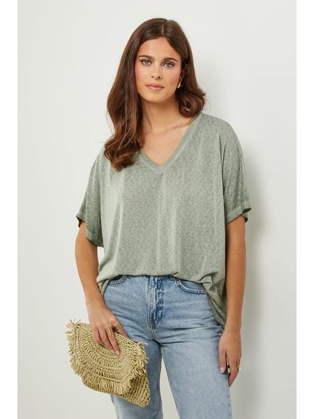 Lin Passion Tunika w kolorze zielonym rozmiar: 40/42. Zielone tuniki damskie Lin Passion, bez wzorów, klasyczne, bez kołnierzyka, bez ramiączek. Za 124.11 zł.