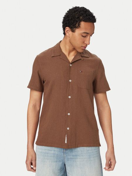 Tommy Jeans Koszula DM0DM23058 Brązowy Regular Fit. Brązowe koszule męskie Tommy Jeans, m, bez wzorów, z bawełny, bez kołnierzyka, bez ramiączek. Za 329.99 zł.