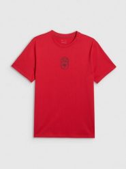 4F T-shirt regular z nadrukiem męski - czerwony M. Czerwone t-shirty męskie 4f, m, bez wzorów, z bawełny, bez kołnierzyka. Za 59.99 zł.