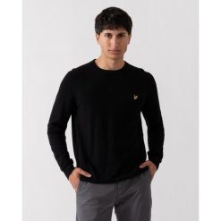 Sweter z okrągłym dekoltem z bawełny merino Lyle & Scott. Czarne swetry męskie LYLE AND SCOTT, l, bez wzorów, z bawełny, bez kołnierzyka. Za 293.35 zł.