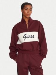 Guess Bluza V5BQ00 KCX22 Bordowy Regular Fit. Czerwone bluzy bez kaptura damskie Guess, m, z syntetyku. Za 339.99 zł.