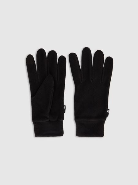 4F Rękawiczki dzianinowe Touch Screen uniseks - czarne L. Czarne rękawiczki damskie 4f, bez wzorów, z dzianiny. Za 59.99 zł.