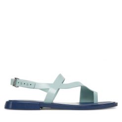 Sandały Melissa. Zielone sandały damskie Melissa, bez wzorów, bez obcasa, na płaskiej podeszwie. Za 219.99 zł.