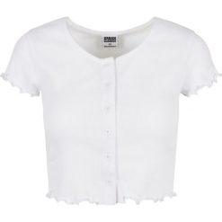 Koszulka damska Urban Classics cropped button up rib. Białe topy sportowe damskie Urban Classics, bez wzorów, prążkowane, bez ramiączek. Za 145.00 zł.