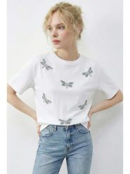 Bianco Lucci Koszulka w kolorze białym rozmiar: L. Białe bluzki damskie Bianco Lucci, l, bez wzorów, z bawełny, bez kołnierzyka. Za 114.95 zł.