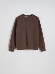 Bawełniana bluza - ciemnozielony. Zielone bluzy bez kaptura męskie Reserved, l, z bawełny. W wyprzedaży za 69.99 zł.