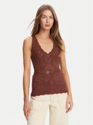 TWINSET Top 251TT3195 Brązowy Slim Fit. Brązowe topy damskie Twinset, xl, bez wzorów, z wiskozy, bez kołnierzyka. Za 519.99 zł.