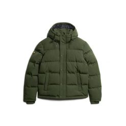 Kurtka puchowa Superdry Everest. Niebieskie kurtki męskie Superdry., l, z aplikacjami, z materiału, klasyczne, z kapturem. Za 536.50 zł.