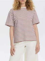 Bawełniany t-shirt w paski - wielobarwny. T-shirty damskie Reserved, l, bez wzorów, z bawełny, bez kołnierzyka. Za 49.99 zł.
