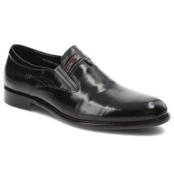 Czarne Półbuty John Doubare Eleganckie Buty Męskie. Czarne buty wizytowe męskie John Doubare, ze skóry, bez zapięcia. Za 519.00 zł.