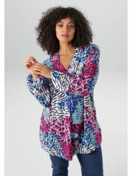 Aniston Bluzka w kolorze niebiesko-różowym rozmiar: 50. Niebieskie bluzki damskie Aniston, bez wzorów, z wiskozy, bez kołnierzyka, bez ramiączek. Za 95.99 zł.