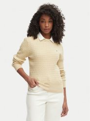 Tommy Hilfiger Sweter WW0WW44993 Beżowy Regular Fit. Brązowe swetry klasyczne damskie Tommy Hilfiger, m, z bawełny, bez kołnierzyka. Za 529.99 zł.