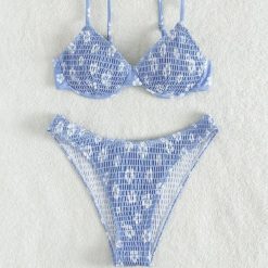 Bikini push-up plażowe z delikatnymi ramiączkami Salwa. Niebieskie bikini damskie Intica, bez wzorów. Za 129.00 zł.