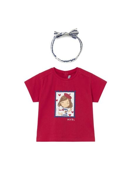 Mayoral T-Shirt 1081 Czerwony Regular Fit. Czerwone koszulki dziewczęce Mayoral, bez wzorów, z bawełny, bez ramiączek. Za 79.99 zł.