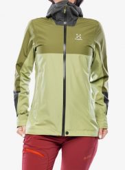 Kurtka przeciwdeszczowa damska Haglofs Finch Proof Jacket. Zielone kurtki przeciwdeszczowe damskie Haglöfs, uniwersalny, bez kaptura. Za 489.49 zł.