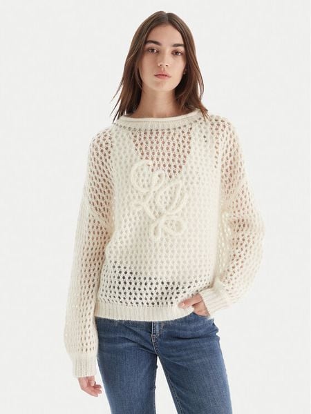 Liu Jo Sweter MF5430 MS039 Écru Relaxed Fit. Swetry klasyczne damskie Liu Jo, m, z bawełny, bez kołnierzyka. Za 449.99 zł.