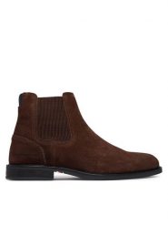 Tommy Hilfiger Sztyblety Corporate Dressy Suede Chelsea FM0FM05953 Brązowy. Brązowe sztyblety męskie Tommy Hilfiger, ze skóry, bez zapięcia. Za 649.99 zł.