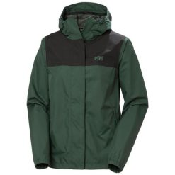 Damska kurtka wodoodporna Helly Hansen Vancouver. Zielone kurtki przeciwdeszczowe damskie Helly Hansen, bez kaptura. W wyprzedaży za 475.00 zł.