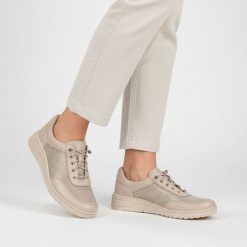 Półbuty damskie Wasak, cholewka skóra naturalna elementy materiałowe siateczkowe sznurowanie gruba podeszwa profilowana, beżowe, 0763. Brązowe półbuty damskie Wasak, bez wzorów, z materiału, eleganckie, bez obcasa. Za 329.00 zł.