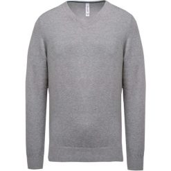 Sweter z dekoltem w serek Kariban Premium. Szare swetry męskie KARIBAN, m, bez wzorów, z bawełny, bez kołnierzyka. Za 132.50 zł.