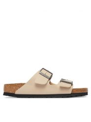 Birkenstock Klapki Arizona 1031501 Beżowy. Brązowe klapki damskie Birkenstock, bez wzorów, z syntetyku, bez obcasa. Za 389.00 zł.