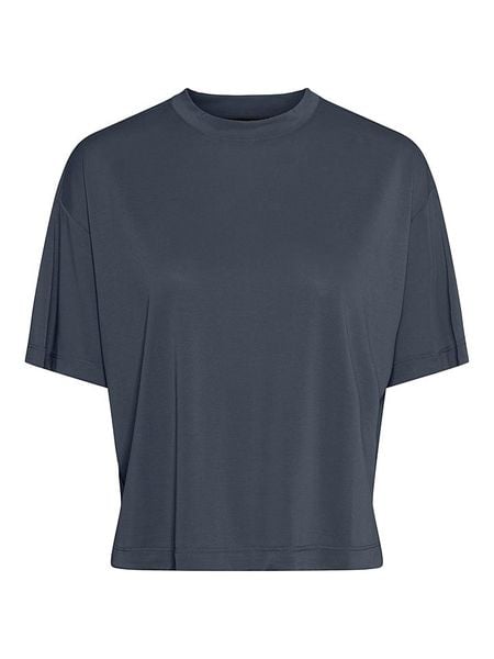 Pieces Koszulka "Anora" w kolorze granatowym rozmiar: M. Niebieskie bluzki damskie Pieces, m, bez wzorów, bez kołnierzyka, bez ramiączek. Za 47.94 zł.