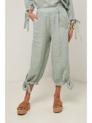 Le Monde du Lin Lniane spodnie w kolorze miętowym rozmiar: 40/42. Zielone spodnie materiałowe damskie Le Monde du Lin, bez wzorów, ze lnu. Za 130.99 zł.