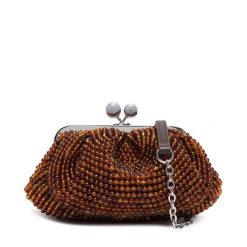 Torebka Weekend Max Mara. Brązowe torebki wieczorowe Weekend Max Mara, bez wzorów, wizytowe, bez kołnierzyka, bez ramiączek. Za 1,739.00 zł.