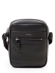 HUGO torba na ramię Mężczyźni czarny, ONE SIZE. Czarne torby męskie na ramię Hugo, bez wzorów, ze skóry, na ramię. Za 599.95 zł.