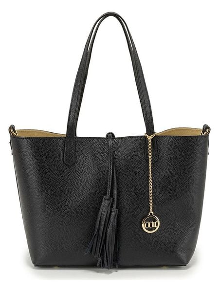 Mia Tomazzi Skórzana torebka w kolorze czarnym - 45 x 30 x 12 cm rozmiar: onesize. Czarne shopper bag damskie Mia Tomazzi, bez wzorów, z materiału, na ramię, bez dodatków. Za 293.59 zł.