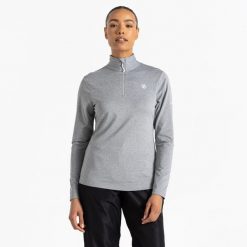Bluza narciarska damska Lowline II z suwakiem. Szare bluzy bez kaptura damskie Dare 2b, z elastanu. W wyprzedaży za 119.99 zł.