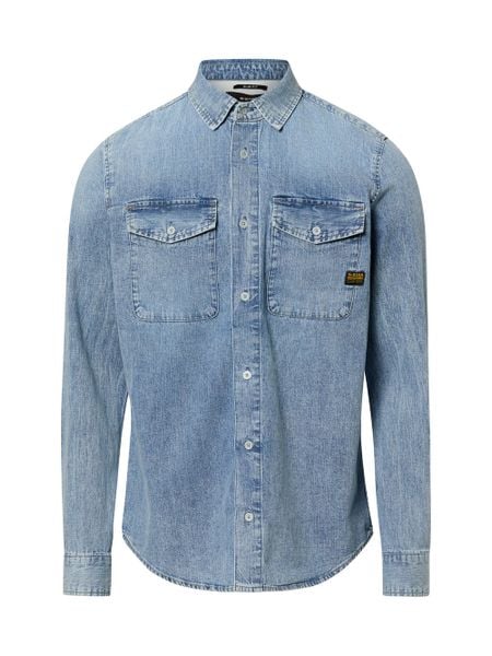 G-Star RAW koszula dżinsowa - Granatowy Mężczyźni Slim Fit Bawełna niebieski, S. Niebieskie koszule męskie G-Star Raw, m, bez wzorów, z bawełny, bez kołnierzyka, bez ramiączek. Za 229.95 zł.